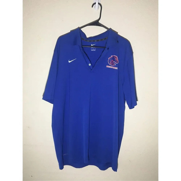 Mens Nike Polo Size XL Boise State Blue Orange Logo Lightweight Dri-Fit - Picture 1 of 2